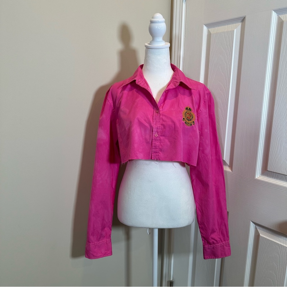 Ralph Lauren Upcylced Tye Dye cropped button down size XL